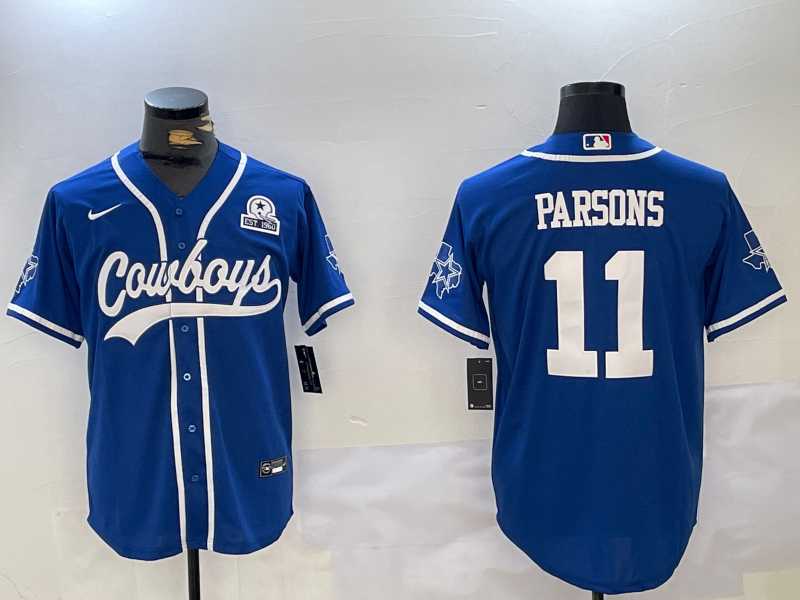 Mens Dallas Cowboys #11 Micah Parsons Light Blue 1960 Patch Stitched Cool Base Nike Baseball Jersey